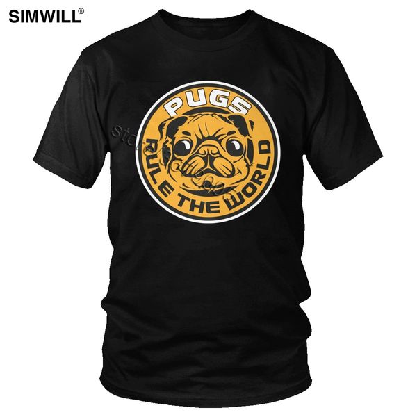 

мопсы правило мир t-shirt мужчины хлопок pet владелец собаки подарок футболка коротким рукавом экипаж шеи tee summer casual tshirt одежда