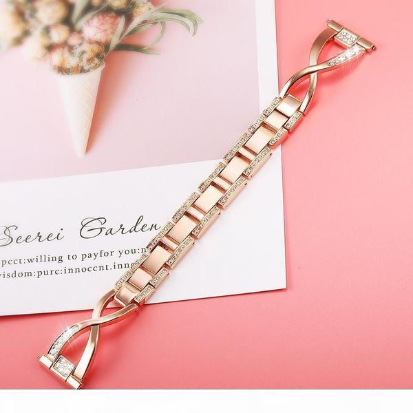 

f rhinestone diamond +stainless steel watchband 20mm for samsung galaxy watch 42mm gear s2 classic jewelry band rose gold strap, Black;brown