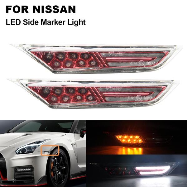 

clear lens+red reflector 2psc amber led side marker turn signal lightbar running lamp for gtr r35 2007-2020
