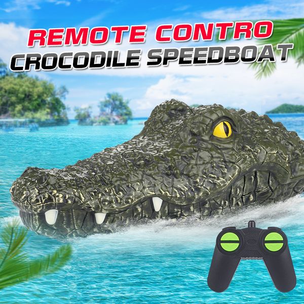 

2.4g rc ship crocodile model toy crocodile remote control boat 2020 selling the here comes the crocodile gift of the child