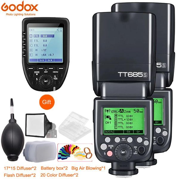 

godox 2x685685c685n685s685f685o 1/8000sl flash speedlite + xpro trigger for fuji