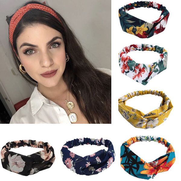 

2020 new print cross knot headband for women hair ornament holder hairbands turban bandanas fashion hair accessories