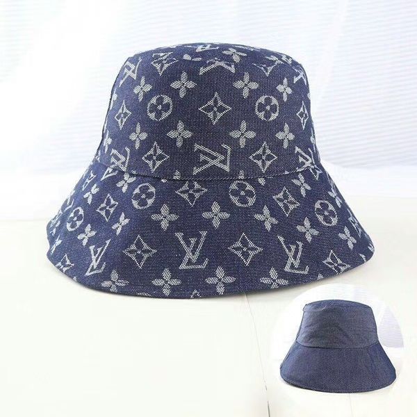 

2021 new brand women's bucket fishing hat sunscreen sun hat small daisy double-sided wear spring ladies fisherman hat, Blue;gray