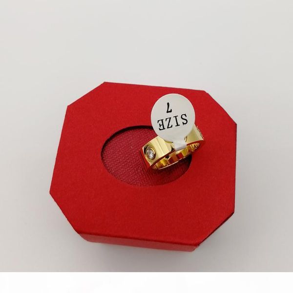 

rose gold stainless steel love ring with crystal for woman jewelry rings men wedding promise rings for female women gift engagement with box, Silver