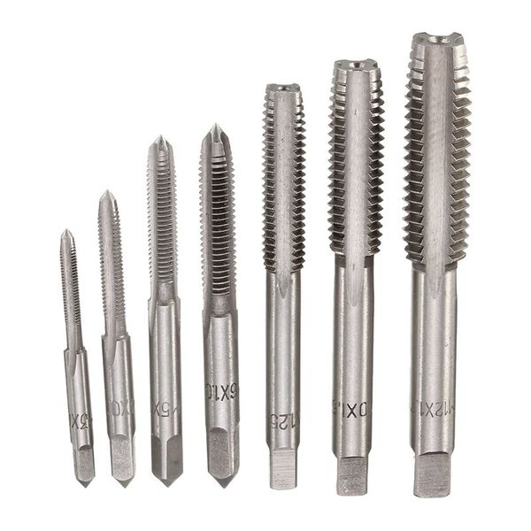 

7pcs m3 to m12 metal hand screw machine metric taper plug tap drill bit kit silver