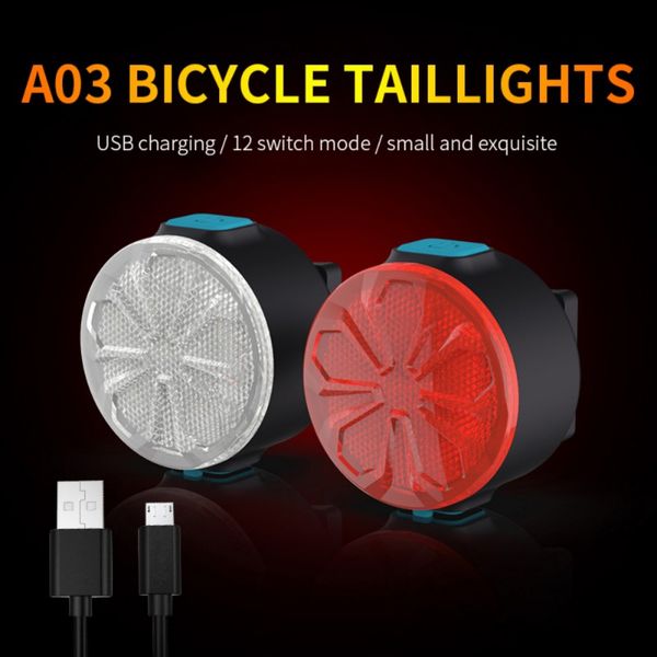 

bicycle tail lights usb charging night riding creative led warning bicycle highlight headlights riding equipment-black cover