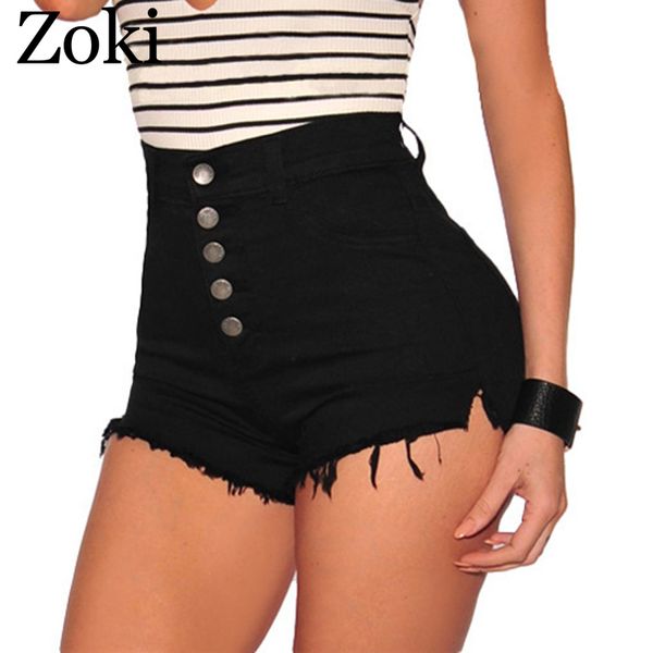 

zoki high waist tassel denim shorts vintage summer women single-button wide-legged frayed short jeans cotton streetwear s-2xl, Blue