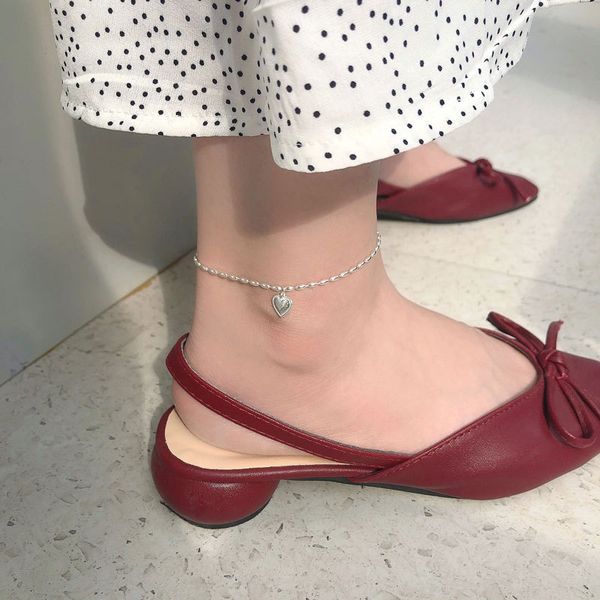 

Yite S925 sterling silver heart-shaped rice chain foot chain niche design simple and generous Internet celebrity ins foot ornaments RrEFZ Rr