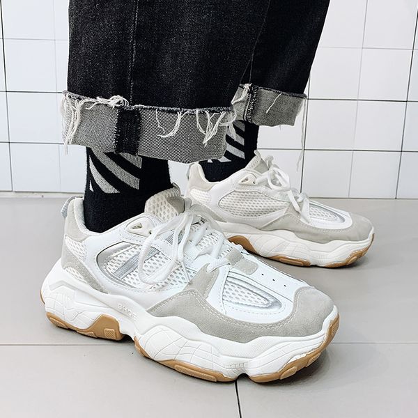 

2020 style men's mesh sneakers low-lace-up comfortable breathable new men's shoes national trend shoes, Black