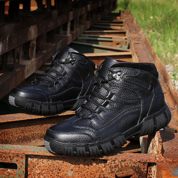 

winter keep warm men shoes genuine leather male boots casual men shoes handmade snow boots male footwear hx-189, Black