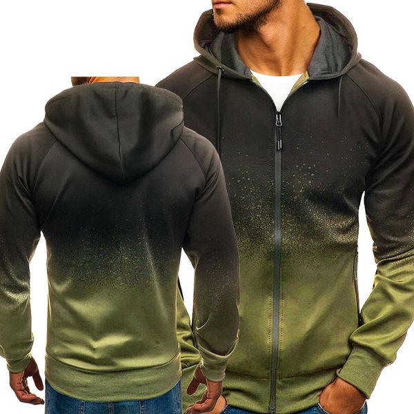 

spring autumn new men's zip hoodie fashion casual gradient men's sport jacket cotton harajuku mens jackets, Black;brown