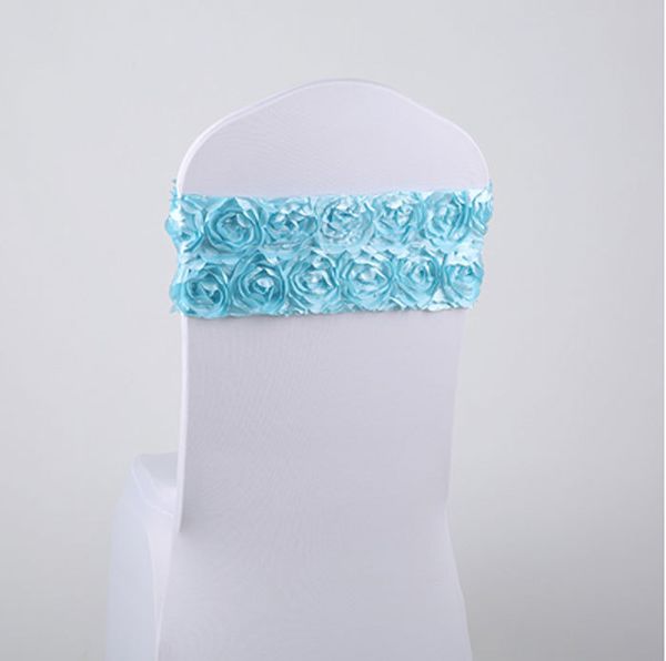 

50pcs/lot brand new design satin rose wedding banquet stretch chair band party l chair decor hand made