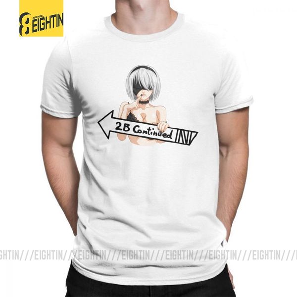 

нир automata 2b продолжение vintage футболки man коротким рукавом топы версия для печати футболка 100% хлопок crewneck t-shirt