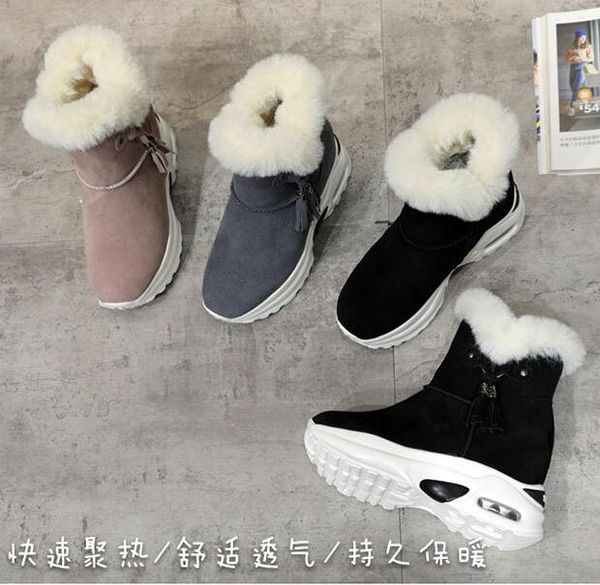 

snow boots women shoes woman boots ankle thick increased 2020 winter new warm and comfortable fashion casual, Black