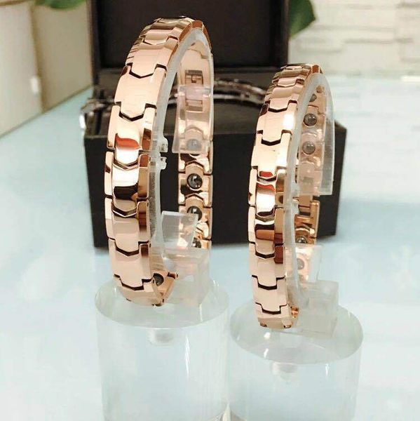 

8mm/10mm wide rose gold tungsten steel energy power magnetic link bracelet for women men healthy energy bracelet classic jewelry, Black