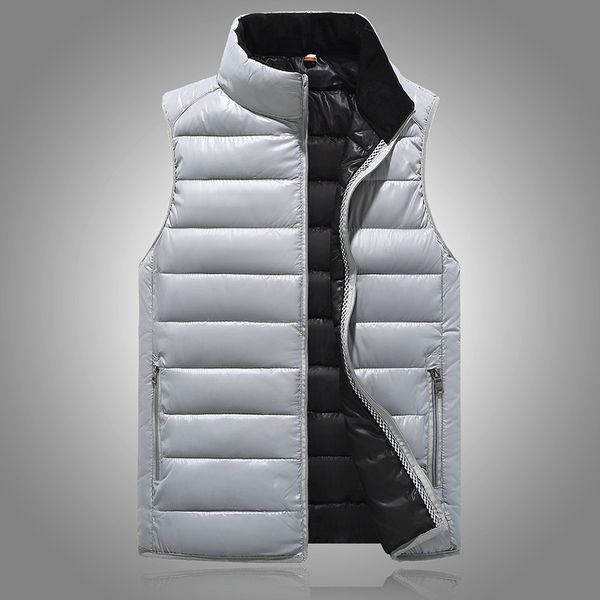 

men' sleeveless vest jackets winter fashion male cotton-padded vest coats men stand collar warm waistcoats clothing 4xl, Black;white