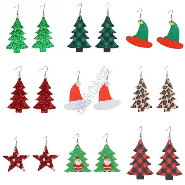 

кожа pu женщин серьги конструкторы xmas tree белл рождество hat горошек водослива серьги deer head ins длинные серьги падения ювелирных изде, Red;brown