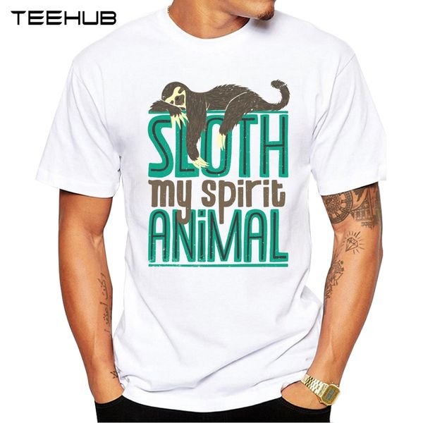 

new arrivals 2019 teehub cool men's fashion sloth is my spirit animal design t-shirt short sleeve o-neck hipster tee
