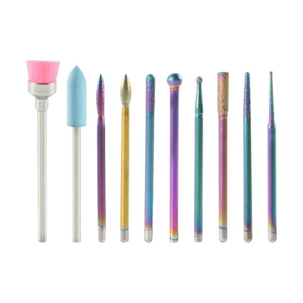 

10pcs electric manicure machine metal milling cutter random color nail grinding drill bit rotary with box sander tool polishing