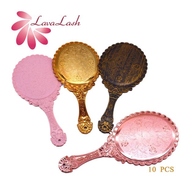 

10pcs vintage cosmetic makeup mirror oval round mirror noble retro hand held beauty tool for ladies eyelash extension