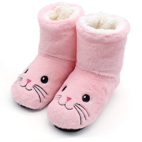 

cartoon printing indoor cotton slippers thickened plush soft bottom indoor shoes fur slippers shoes home xkd8071, Black