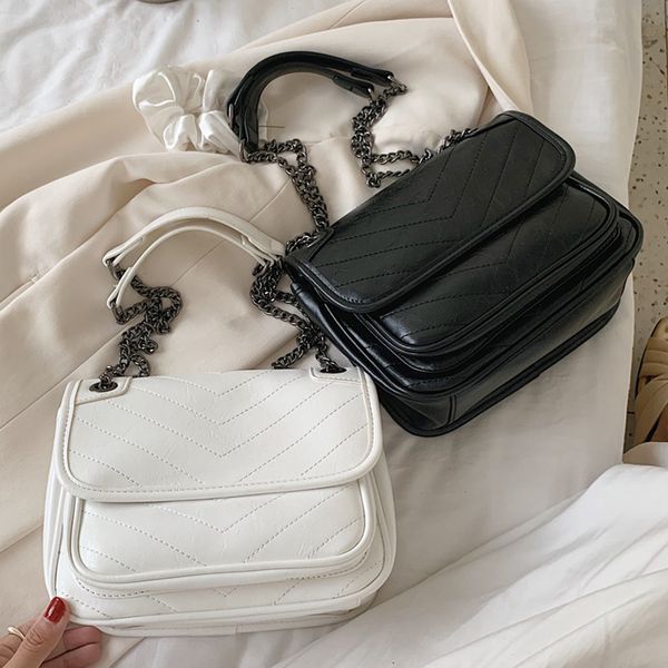 

vintage large capacity women shoulder bag quilted chain crossbody bags for women 2020 casual solid color messenger bag new