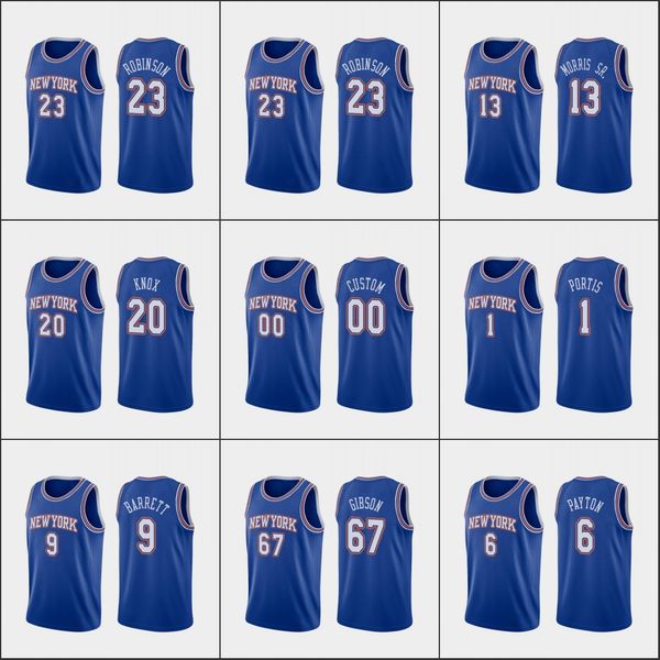 

new york knicks men damyean dotson mitchell robinson kristaps porzingis rj barrett nba navy custom statement jersey, Black