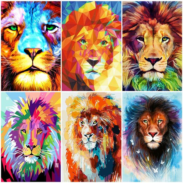 

azqsd diy coloring by numbers on canvas lion handpainted gift painting by numbers acrylic paint animal home decoration