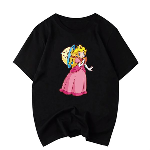 

men tshirt black cotton super princess peach cartoon t shirt men new fashion tshirt