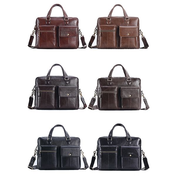 

pi uncle men's leather briefcase messenger bag shoulder bag retro 14 inch laplarge capacity handbag