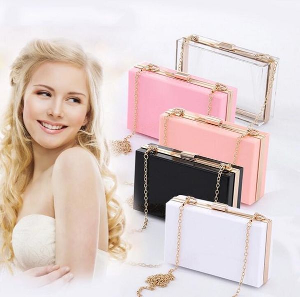

designer-transparent acrylic bag bling chain box bag clear crossbody bags clutch for women evening party