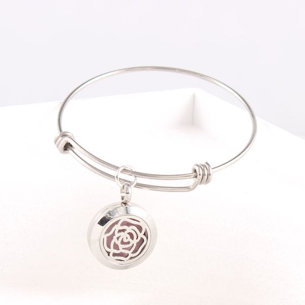 

bangle 316l stainless steel screw essential oil diffuser bracelet perfume locket expandable, Black