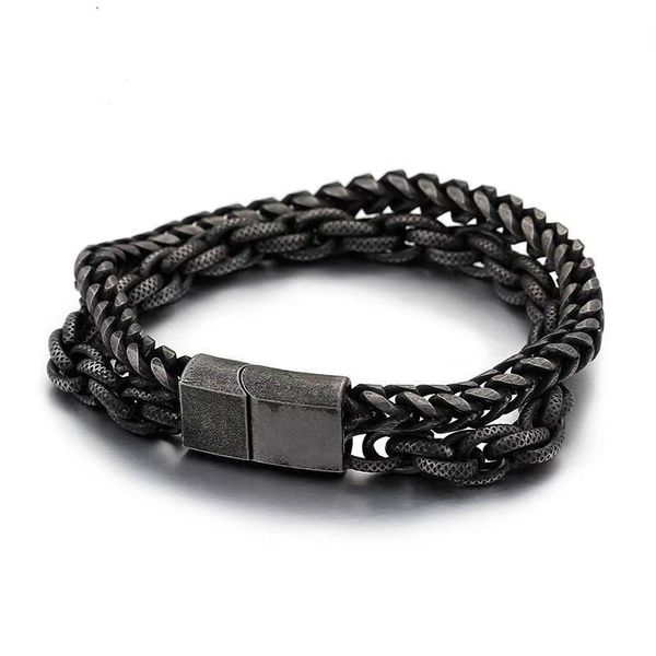 

link, chain vintage stainless steel black bracelet for men.s jewelry