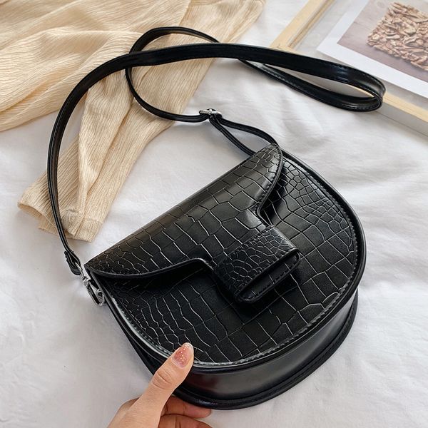 

fashion stone pattern soft pu leather women shoulder bag small saddle crossbody bags for women 2020 solid color female totes