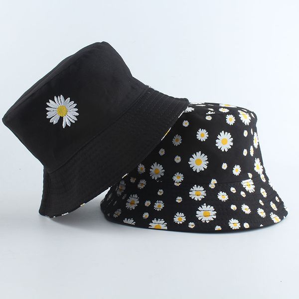 

reversible women bucket hat cute daisy floral print summer wide brim fisherman cap women girls outdoor fisherman hat, Blue;gray