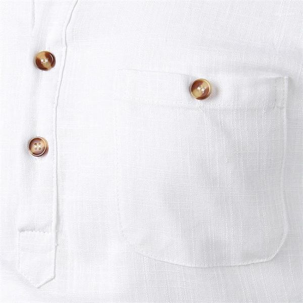 

fashion male clothing cotton-linen long sleeve mens shirts lapel neck solid mens with pockets, White;black