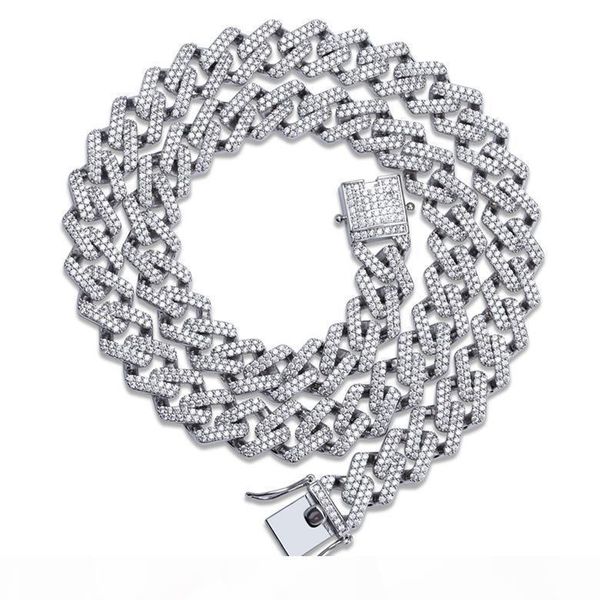 

18k позолоченных цепей ожерелья изысканного роскошные ювелирные изделия вопиющего циркон теннис ожерелье hip hop геометрическая ожерелья, Silver