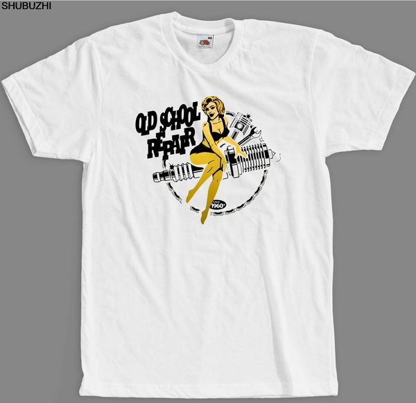 

old school motorad rod vintage chick garage motor bikers new fashion summer print t shirt men biker t shirts