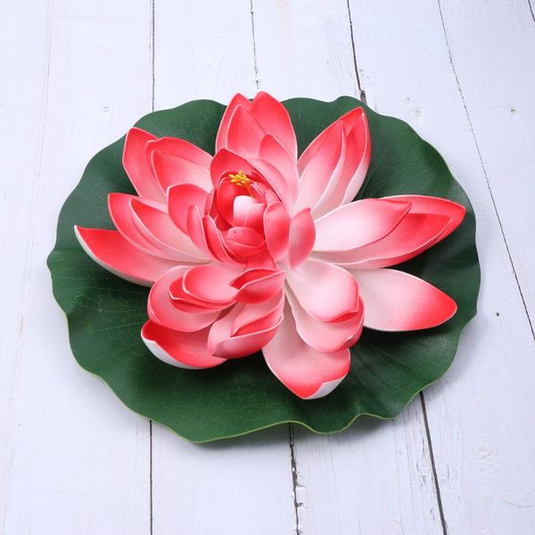 

1pc artificial floating water lily simulation lotus flower pond decor 28cm red