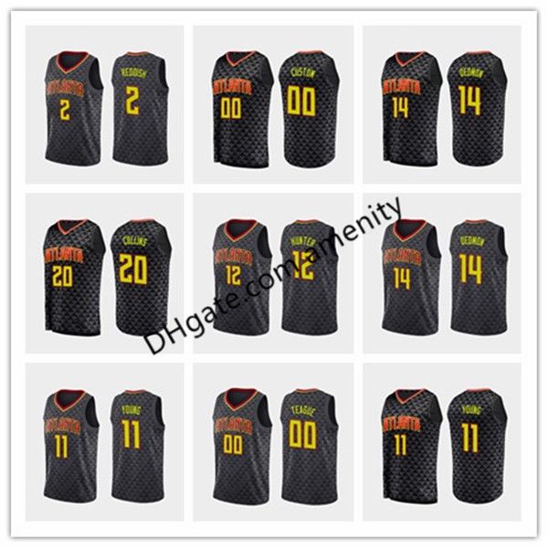 

hawks atlanta 2 reddish 11 young 15 carter 20 collins 14 dedmon basketball jerseys cam trae vince john dewayne black icon jersey