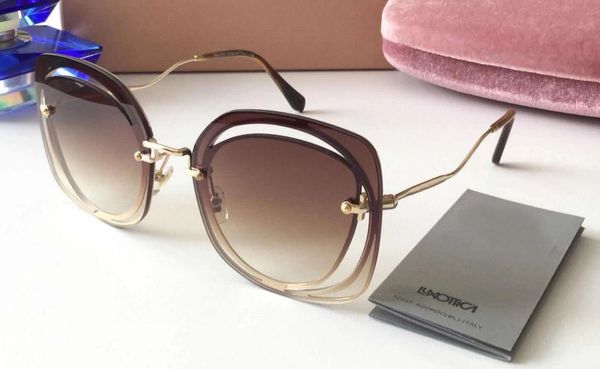 

rimless sunglasses m 18r gold brown shaded shades occhiali da sole firmati women sunglasses with box, White;black