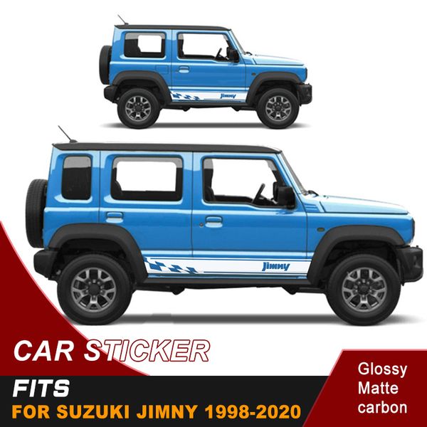 Adesivos de carro Faixa de porta lateral Racing Graphic Decalques de carro de vinil Fit para Suzuki Jimny 3 portas e 5 portas 1998-2020