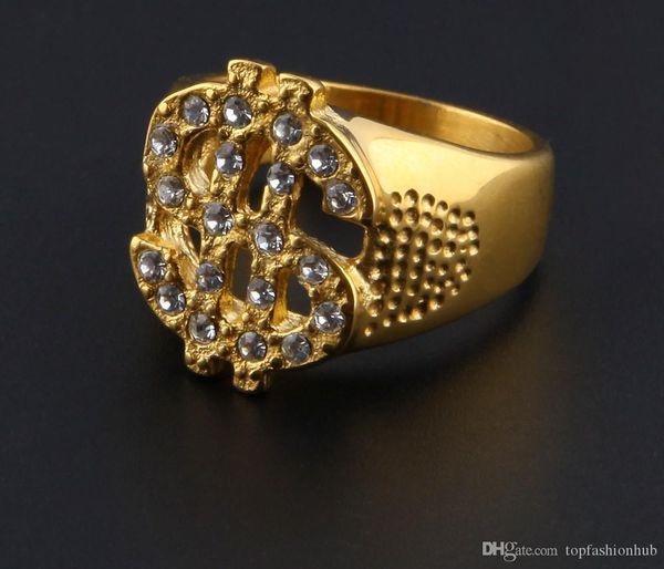 

Hot selling stainless steel rings, hollow dollar sign rings, hip-hop fashion items.