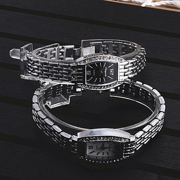 

new arrivals timelimited designers foreign trade square dial side diamond set bracelet womens watch cute fashion students watch, Slivery;brown