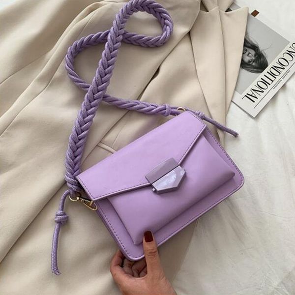 

2020 braided shoulder strap design small pu leather crossbody bags for women lady shoulder handbag female luxury flap bag