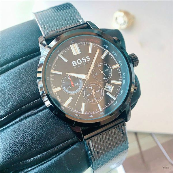 

full-featured six-hand multi-dial quartz men watch mesh steel strap mens classic watch fashion simple business watch full dial work