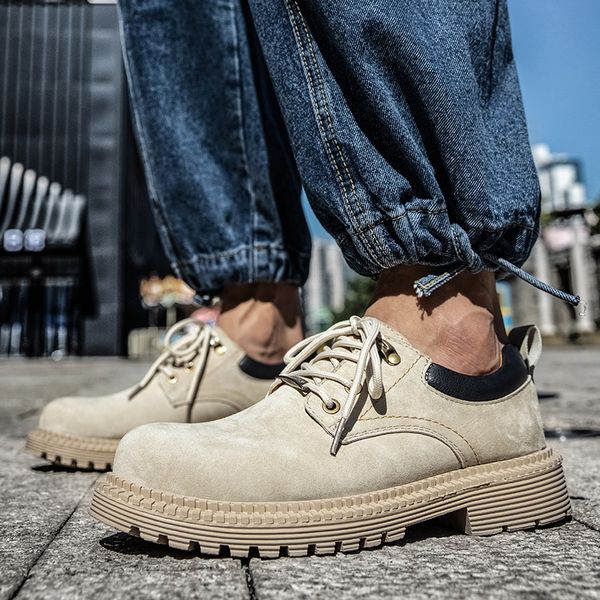 

men's oxford shoes cow suede leather shoes men flats sneakers fashion men lace up outdoor leather, Black