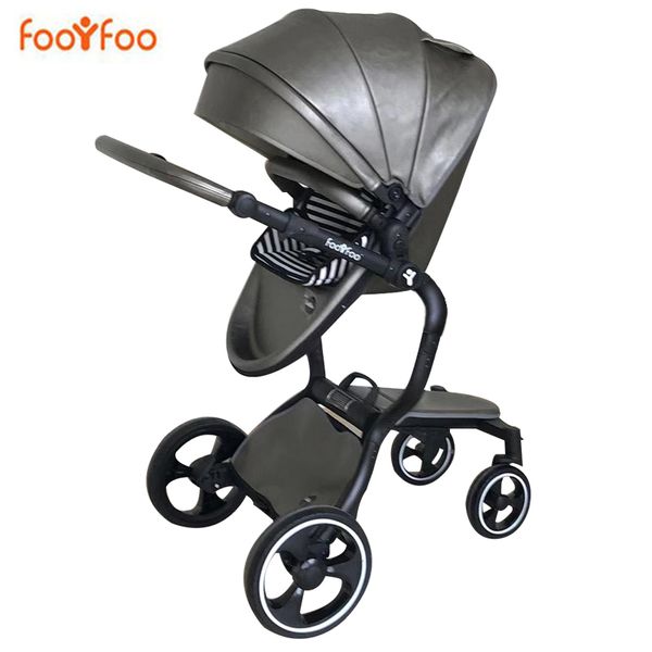

foofoo baby stroller high landscape baby trolley leather