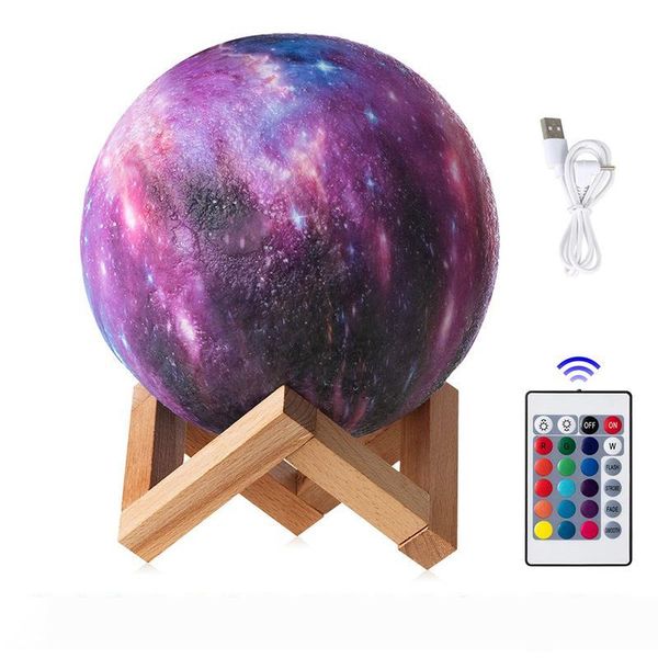 

15cm 3d printed starry sky planet lamp moon lamp 3 16 colors change led night light galaxy lamp bedroom decor creative gift