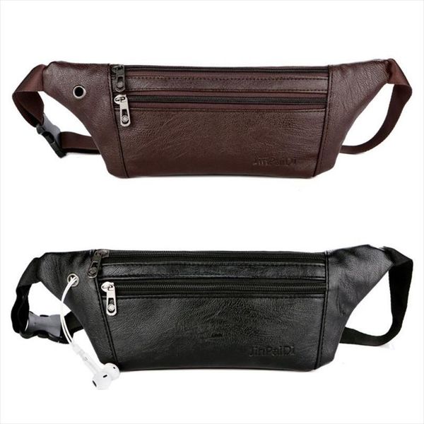 

thinkthendo fashion men leather fanny pack belt bum waist pouch crossbody shoulder sport zip bag waist packs